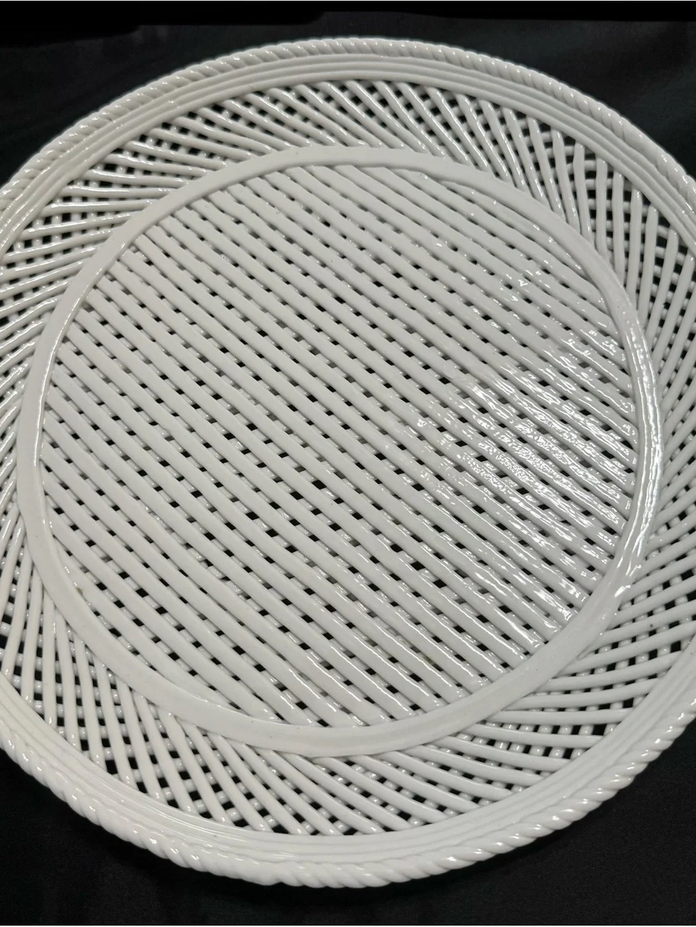 White Woven Porcelain Plates Set of 3 - Home Dining